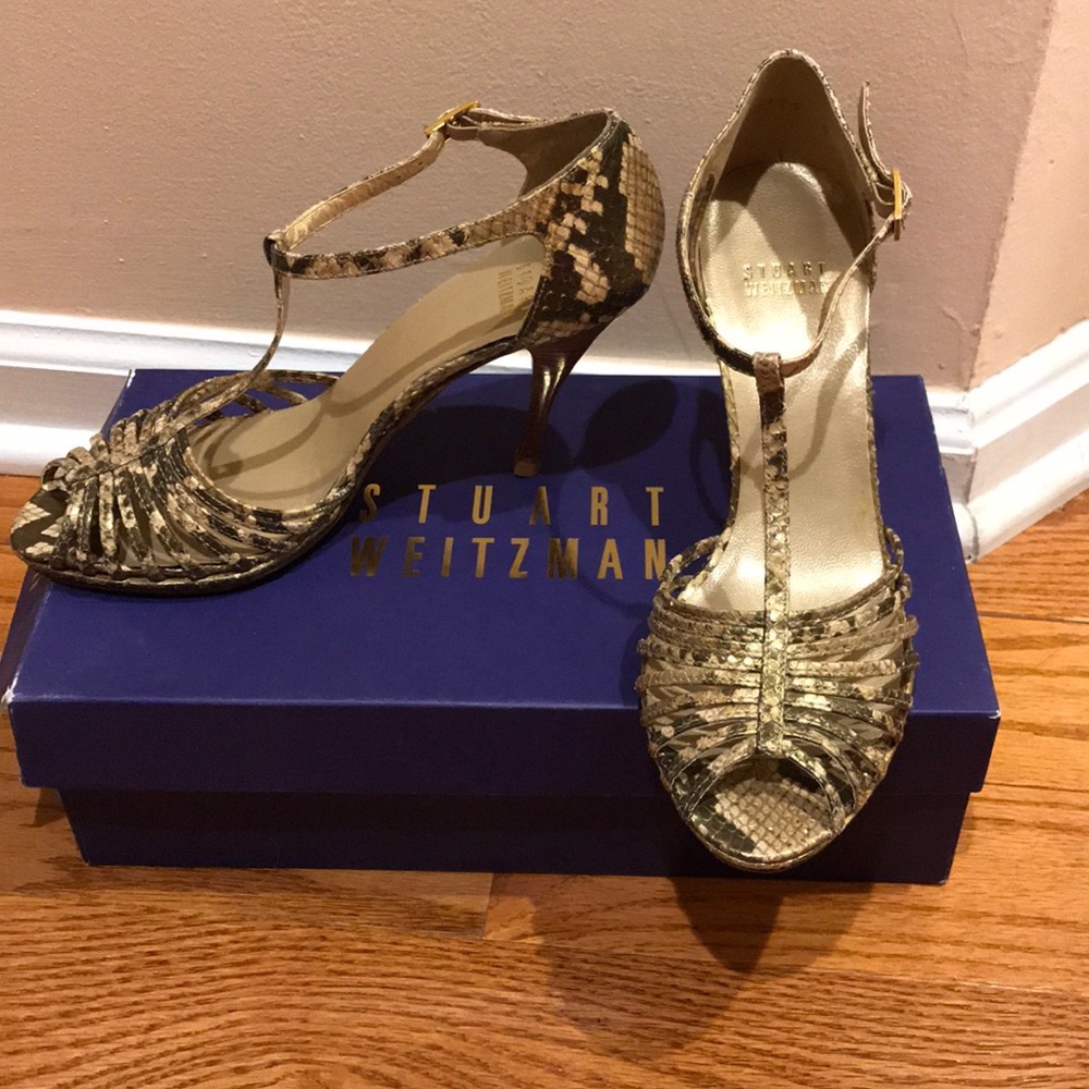 BRANDNEW Stuart Weitzman Snakeskin leather Stileto